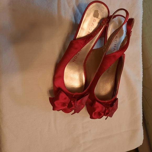 Sacha London Honey Red Satin High Heels size 8.5 - Picture 3 of 4